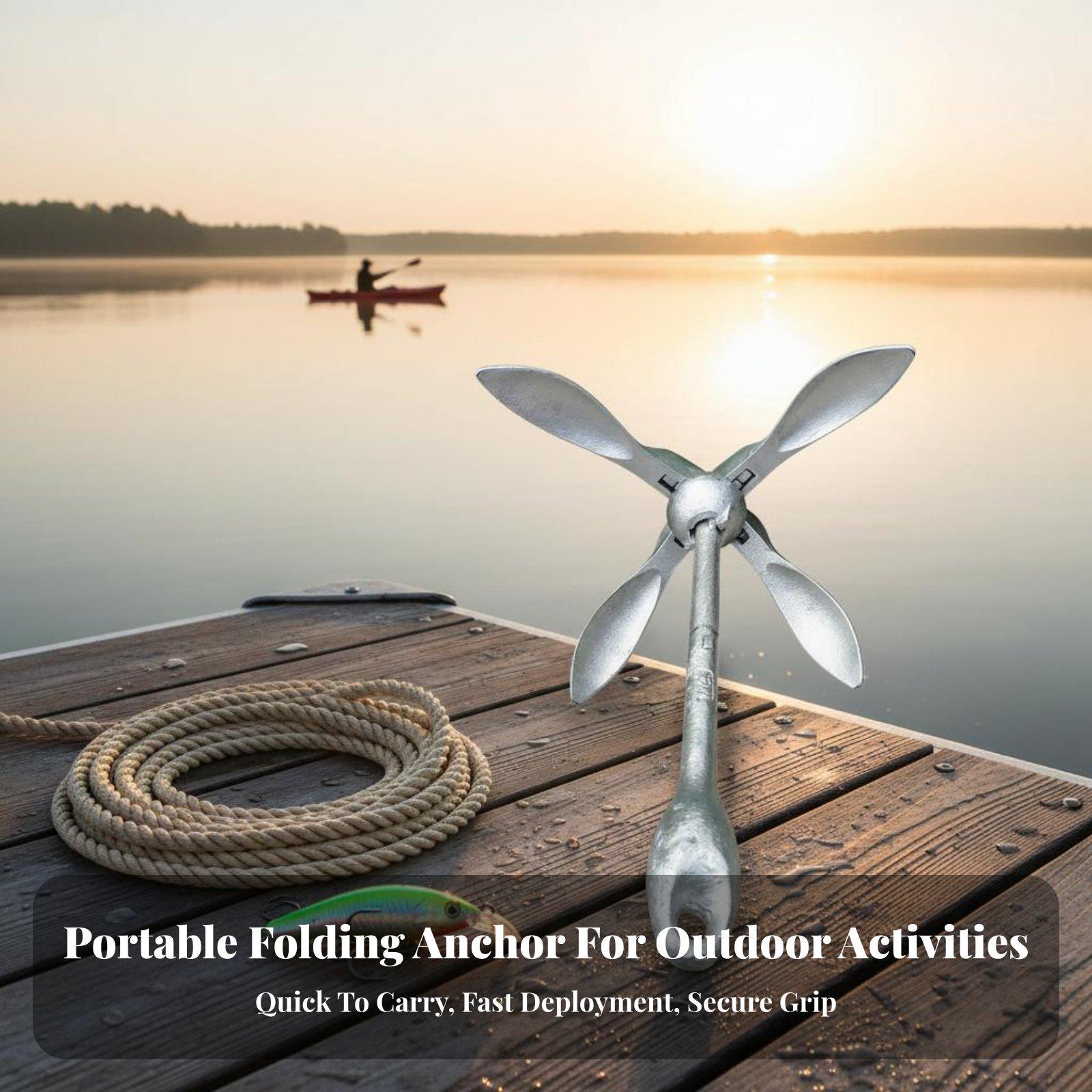 Fishing Kayak Anchor - Galvanized Boat Anchor Carbon Steel Folding
